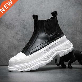 Men's Best Fashion Leather Boots Autumn New Thick-soled Ligh