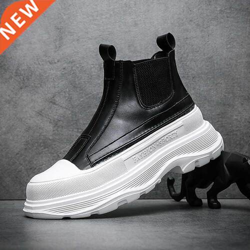 Men's Best Fashion Leather Boots Autumn New Thick-soled Ligh