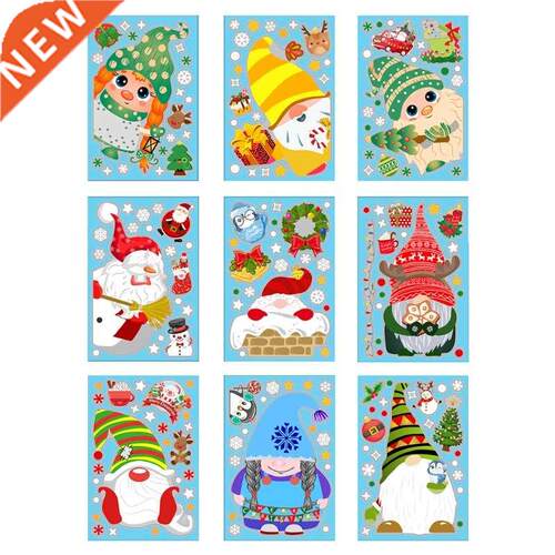 9 Sheet Christmas Window Clings Gnome Winter Xmas Wall Stick