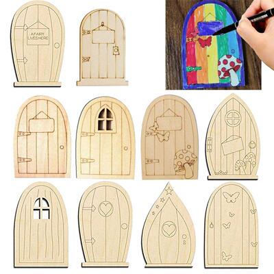 Wooden Fariy Door Carved wood creative  hand painting
