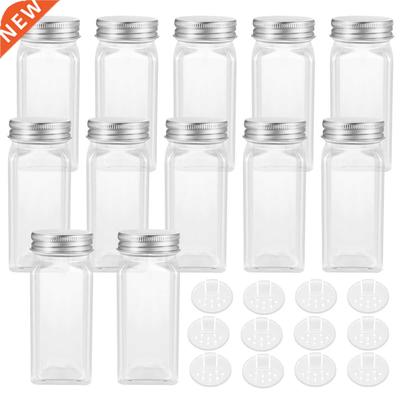 12PCS Spice Jars Square Glass Containers Seasoning Bottle
