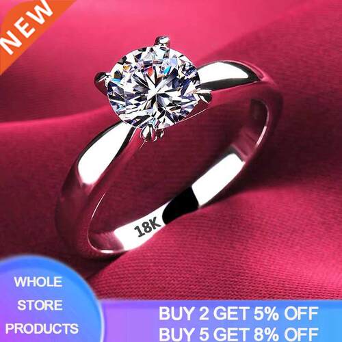 With Certificate 18K White Gold Ring Round 2.0ct Zirconia Di