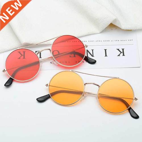 Retro Round Red Sunglasses Woman rand Designer Sun Glasses