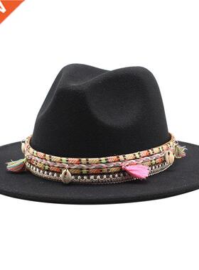 Fashion Fall 2020 Winter Wide brim fedora Hat Women Men With