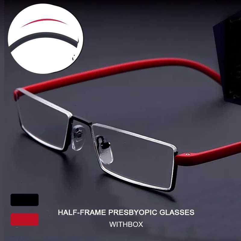 Metal Anti-Blue Light Reading Glasses Men Half Frame Prescri