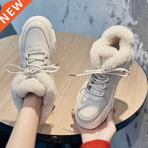 Meotina Winter Flats Sneakers Women Shoes Natural Genuine Le