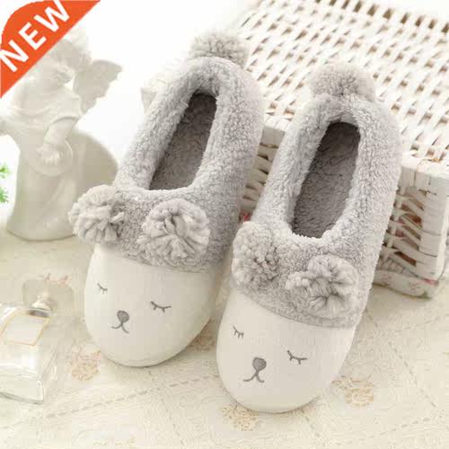 Women Fur Slippers Winter House Floor Shoes 包跟居家面拖鞋女