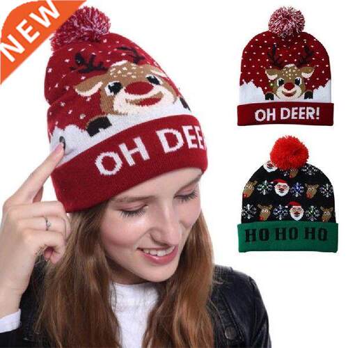 LED Light Up Christmas Beanie Hat Sweater Knitted Beanie