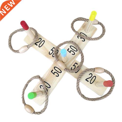 Hoop Throwing Ring Ring Garden Game Pool Toy Wooden Fun