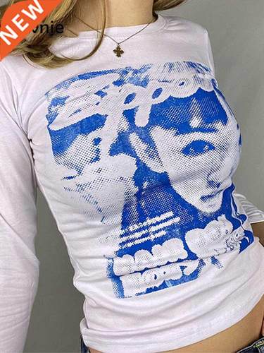 Gitana 2022 Graphic T Shirt For Women Y2K Long Sleeve Crop T