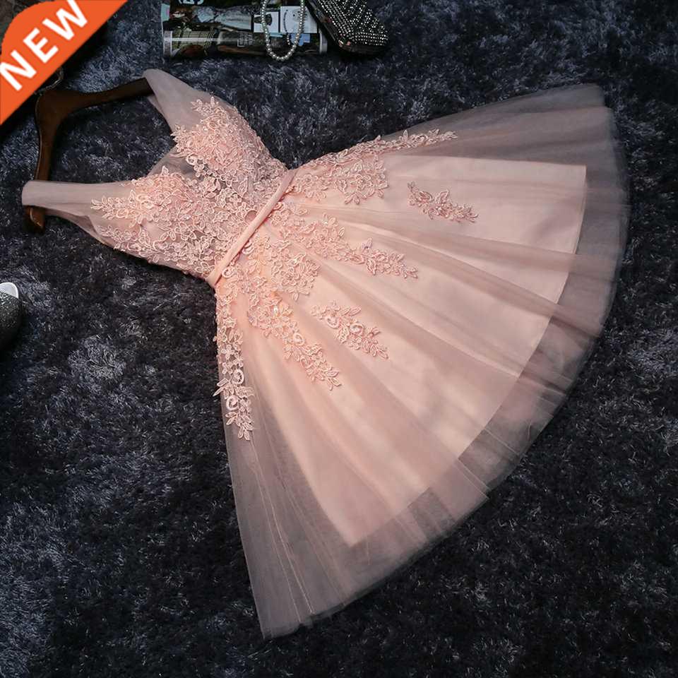 Elegant Pearl Pink Prom Dresses 2020 Sexy Prom Dress Short V图片