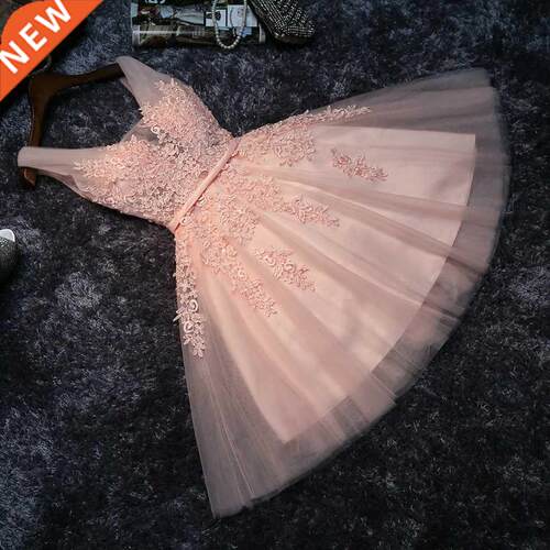 Elegant Pearl Pink Prom Dresses 2020 Sexy Prom Dress Short V