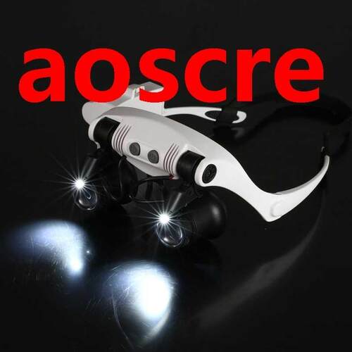 LED Magnifier 10X 15X 20X 25X Double Eye Jewelery Watch Repa