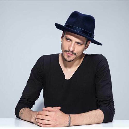 VTG Brand Wool Men's Black Dad Fedora Hat For man Woolen Wid