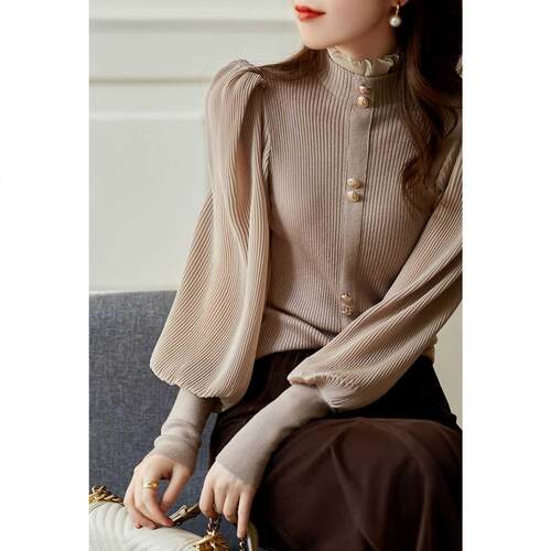 Korobov Vintage Long Sleeve Half Turtleneck Cardigans Sweate