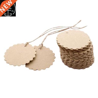 New 100pcs Round laciness Brown Durable Kraft Card Paper Wed