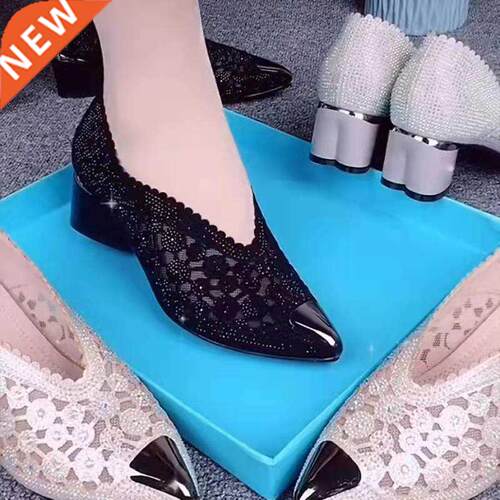 Chunky Lace Sexy Pointed Toe Women Shoes Summer 2022 Designe