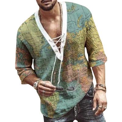 Dhope Men's Fashon Hppe Lnen Shrt Casual Mddle Sleeve