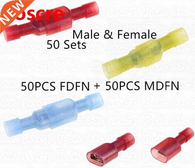 100PCS 50set transparent Blue Fully Insulated Spade Electr