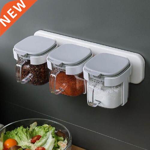 Wall-mounted seasoning box kitchen supplies with lid