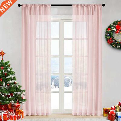 MRES Solid Sheer Window Curtains for living room the Bedroom