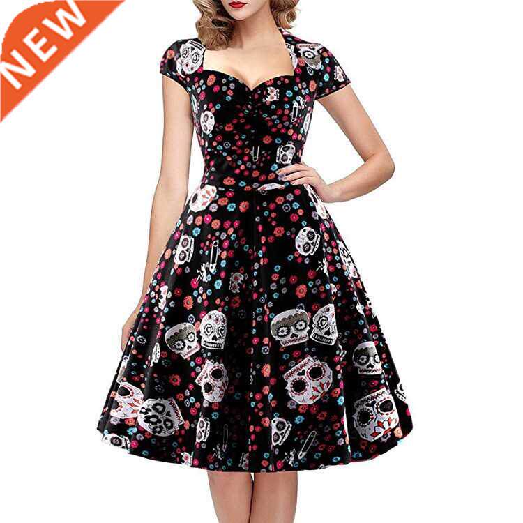 Ball Gown print 50s rockabilly Evening Party Vintage dresses图片