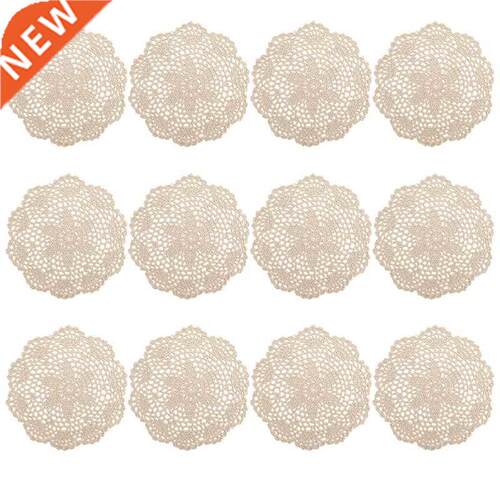 12Pcs Vintage Cotton Mat Round Hand Crocheted Lace Doilies F