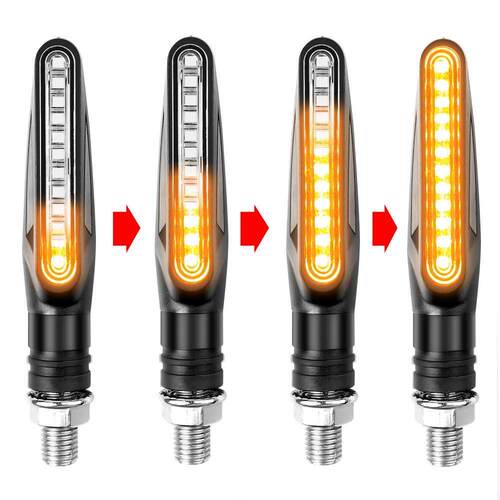 2PCS Universal Motorcycle LED Turn Signals Light Flowing Wat