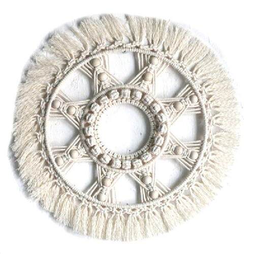 New Macrame Tapestry Wall Hanging Decorative Mirror Bohemia