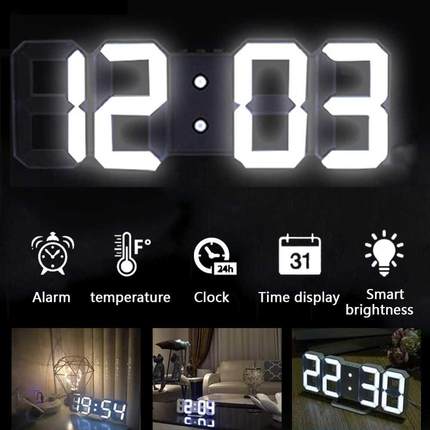 Towayer 3D Large LED Digital Wall Clock Date Time Celsius Ni