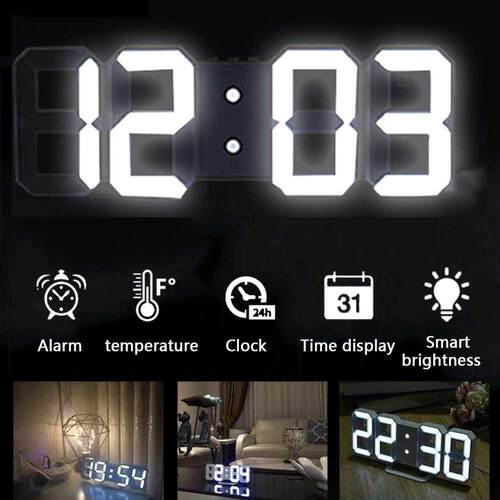 Towayer 3D Large LED Digital Wall Clock Date Time Celsius Ni