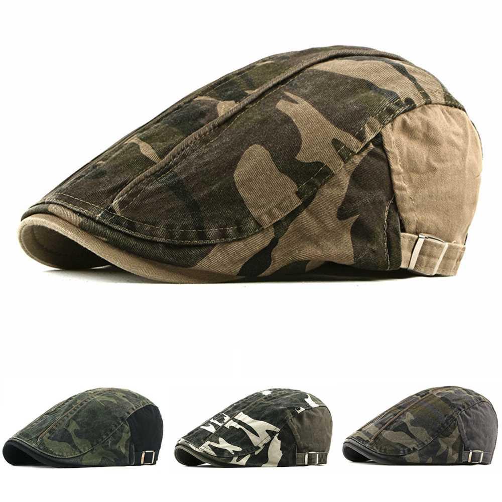 Men's Camouflage Berets Hat Golf Driving Sun Flat Cotton