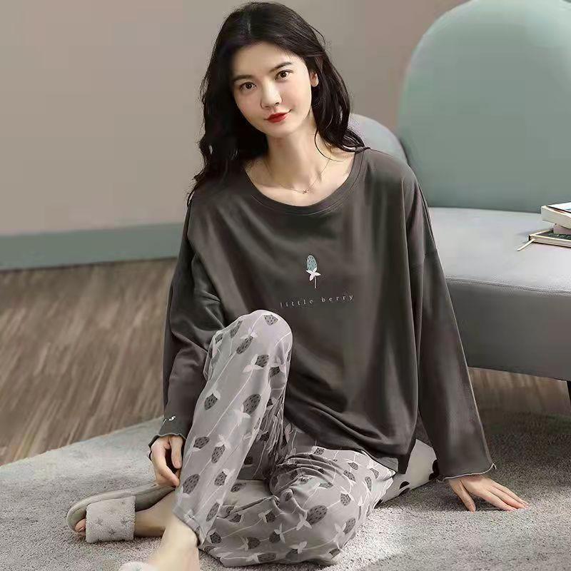 Pure Cotton Pajamas Women's Spring and Autumn Models Long-sl