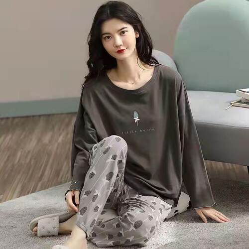 Pure Cotton Pajamas Women's Spring and Autumn Models Long-sl