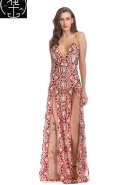 Ladies DeepV Sequins Cocktail Nightclub Party Dress Vestidos