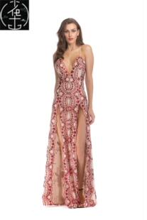 Ladies DeepV Sequins Cocktail Nightclub Party Dress Vestidos