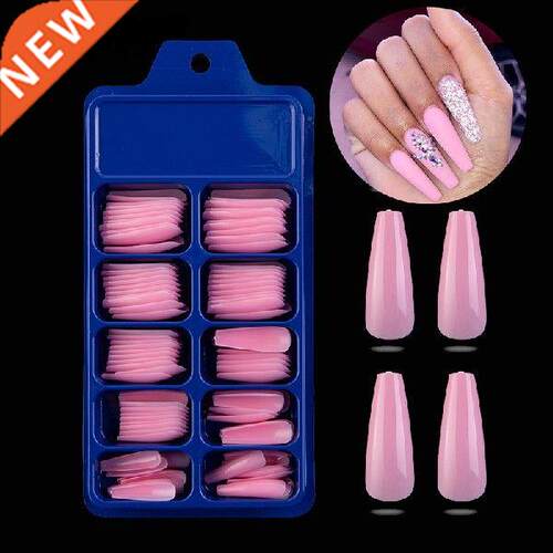 100Pcs Solid Color False Nail Tips Full Cover Matte Acrylic