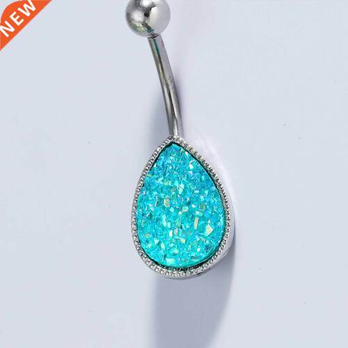 1PCS Water Drop Glitter Colorful Belly Button Nail Lake Blue