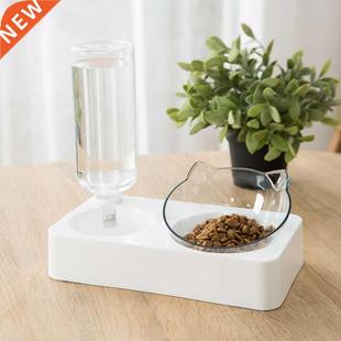 Pet Cat Double Bowl Automatic Feeder Dog Food Container Wate