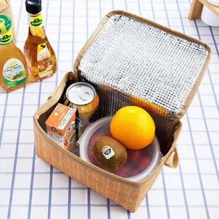 Portable Wicker Rattan Outdoor Picnic Bag Waterproof