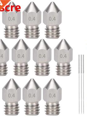 10 Pcs Mk8 0.4 mm/1.75 mm 3D Printer Nozzles,Hardened ainl