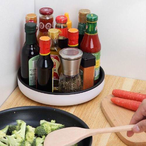 360 Rotation Round Spice Storage Rack Tray Non-slip
