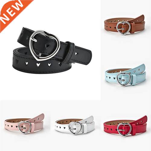 Children Belt Kids Cute Peach Heart Buckle Faux Leather Belt