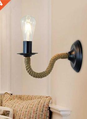 Hemp Rope Wall Lamp American Retro Light Wall Sconce Bar