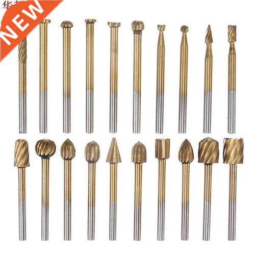 20Pcs Ttanum Coated Rotary Fle Cutters HSS Mn Burr Wood