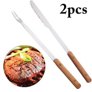 2Pcs BBQ Fork Knife Picnic Roasted Tools Barbecue