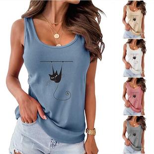 Summer Casual Sleeveless Top Women T-shirt Slim Fit Vest Shi