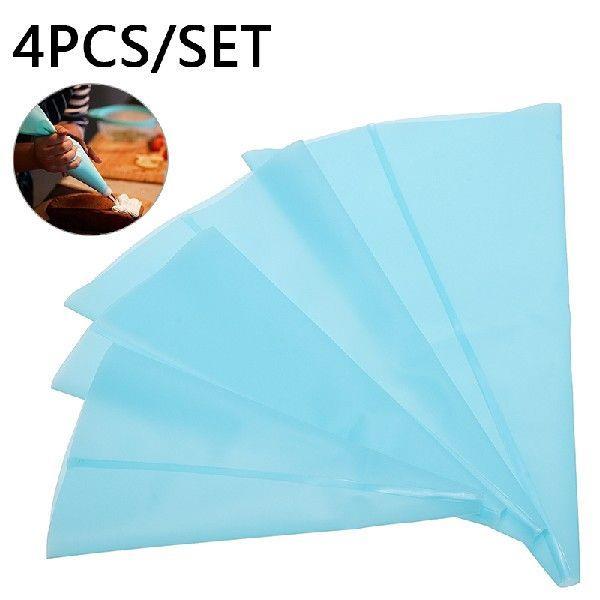1Set Food Grade Silicone Piping Bags Reusable Piping Cream