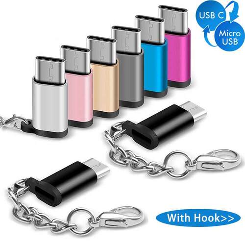 Portable Keychain Cable USB Type C Adapter OTG Micro USB Fem