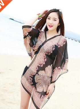 Plus Size Woen Suer Beach Bikini Cover Up Loose Chiffon